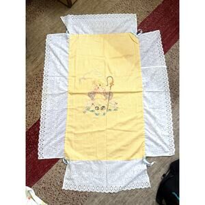 Vintage Little Bo Peep Hand Embroidered Baby Crib Quilt Coverlet Sheet Handmade